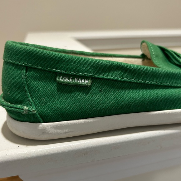 Cole Haan Green Canvas Loafers with White Sole - Picture 3 of 5